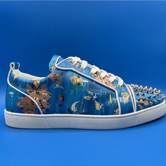 Christian Louboutin Louis Junior Spikes Odissey Print Size 45 NEW - Picture 2 of 12